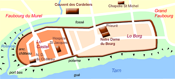 plan de Rabastens, à l'époque d'Auger Gaillard